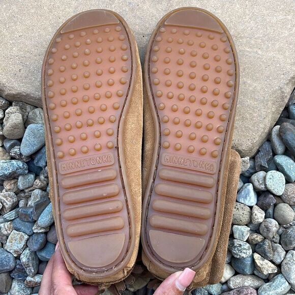 Minnetonka‎ Moccasin Boots Leather Suede Side Zip Brown Size 4 youth - Picture 5 of 8